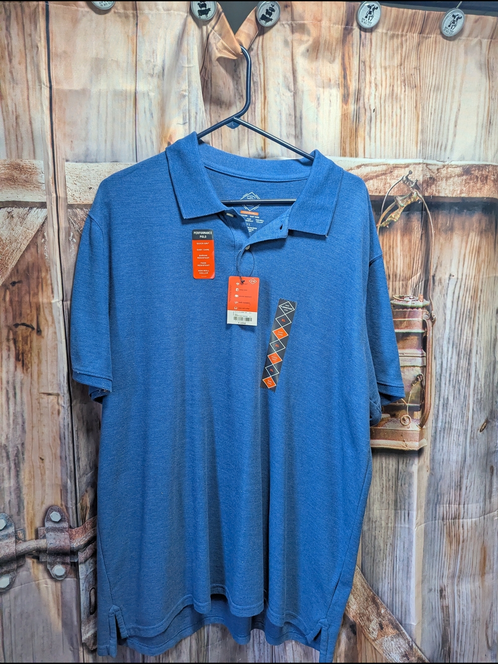 St. John's Bay Heathered Blue Short-Sleeve Polo